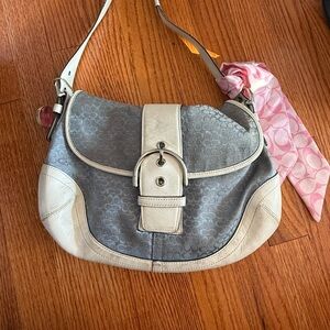 Vintage Coach Soho Signature Blue Jacquard Shoulder Bag